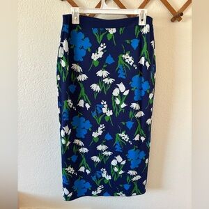 Kate Spade x Target Blue and Green Floral Midi Skirt